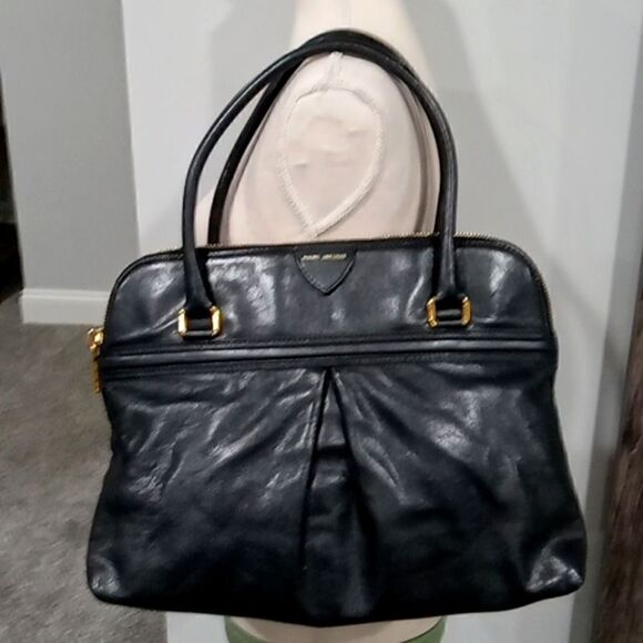 Mark Jacobs black calfskin leather 2  handle tote/shoulder bag with blue lining - Picture 1 of 7